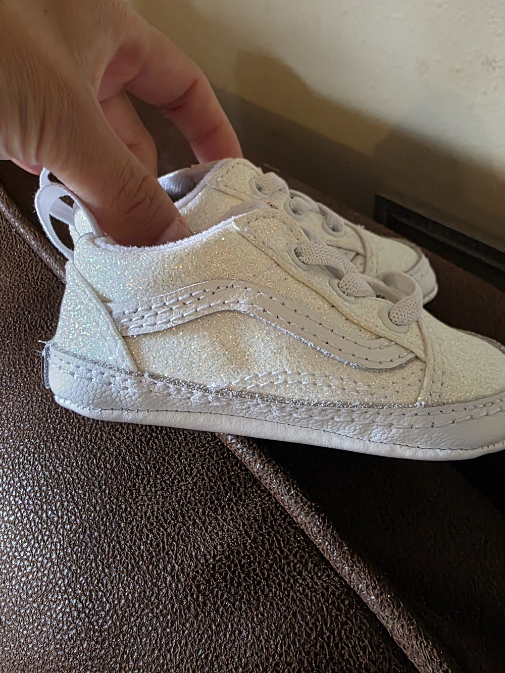 Vans Baby Glitter Lace-Up Sneakers - White